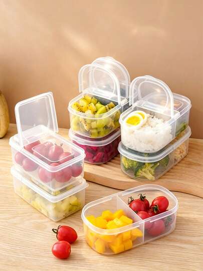Caja de conservación de alimentos con doble apertura, contenedor de almacenamiento multifuncional, adecuado para almuerzo, frutas, verduras, especias y otros alimentos en el refrigerador y la cocina, opción ideal para la organización del hogar y la conservación de alimentos