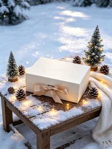 Foldable Thickened Cardboard Gift Box, Suitable For Gift Packaging, Rectangular, Magnetic Lid, With Ribbon, Can Be Used As A Best Man Proposal Box, Wedding, Christmas, Halloween, Birthday Gift Packaging, School Supplies, Back-To-School Supplies, Etc. - A - View 4