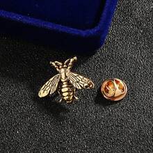 1pc Vintage Style Old Gold & Silver Bee Brooch, Anti-Exposure Buckle, Metal Small Pin, Cardigan Shawl Button, Suit Badge - Multicolor - View 7