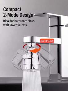 1pc Kitchen Faucet Extender, 360° Rotating Faucet Aerator, 2 Spray Modes, Single Hole Installation Water-Saving Nozzle, Durable Round ABS Material, Suitable For Sink And Shower Faucet Accessories - Multiple Styles and Colors - View 6