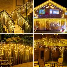 Highly Attractive Outdoor Holiday Lighting, This Solar Powered Wave Ice String Light Specification 4m*0.6m, Equipped With 96 LED Beads, Supports Warm Light, White Light, And Colorful Three Light Colors Switchable At Will. The Wave-Shaped Design With Fluid And Soft Lines Creates A Rich Layered Effect After Hanging, Easily Beautifying Outdoor Spaces. Solar Powered, Automatically Stores Energy From Sunlight During The Day And Turns On Automatically At Night, No External Power Source Required, Simple Installation Without Wiring. - Solar Icicle Lights - View 8