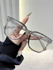 1/3 Pair Large Square Frame Non-Prescription Glasses, Retro Academic Style Frames, Slimming, Suitable For Daily Wear - Clear - View 6