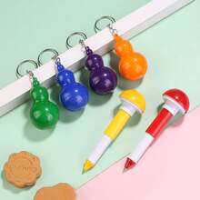 1pc Retractable Gourd-Shaped Ballpoint Pen, Cap-Off Gourd Pendant Pen, 0.7mm Bullet Tip Creative Portable Student Gift Pen, Cute Gourd Design, Comes With Keychain Pendant, Can Be Hung On Backpack, Keychain, Easy To Carry And Hard To Lose, Compact And Space-Saving, Cap-Off + Retractable Design, Interesting Structure, Strong Tactile Feel, 0.7mm Bullet Tip, Smooth And Even Ink Flow, Smooth Writing Without Stuttering, Clear Handwriting, Suitable For Daily Notes, Casual Doodling, Colorful Glossy Gourd Shell - A - View 2