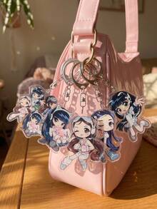 6 st NJeans Girl Group akrylnyckelringar med chibi-medlemmar i futuristiska tech-inspirerade outfits, kattörshörlurar och samlardesign, väskcharm, lämplig för skolstart, present till K-pop-fans, exklusiv samling, för alla säsonger - Multifärgad - Visa 3