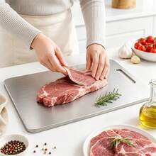 3pcs/1pc Premium Stainless Steel Double-Sided Cutting Board, Convenient Kitchen Double-Sided Stainless Steel Cutting Board, Suitable For Meat, Fruit And Vegetable Kitchen Cutting Board, Thickened Anti-Mold, Suitable For Home And Restaurant Use, Easy To Clean With Water, Essential Kitchen Tool For Home Cooks And Cooking Enthusiasts, Used For Cutting Meat, Cheese, Bread, Vegetables And Fruit, Suitable For Home, Dorm, Kitchen Tools, Suitable As Home Gift, Christmas Or Back To School Gift. - Silver - View 2