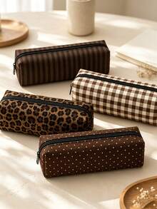 New Brown Patterned Makeup Bag | French Print Travel Organizer | Travel Essentials | Pool Must-Have | Toiletry Bag | Pool Storage Bag | Mother's Day Gift | Teacher's Day Gift | Suitable For Moms, Teachers, Friends And Nurses | Home Essentials | Graduation Gift | Easy To Clean Design | Portable Makeup Bag - Multicolor - View 1
