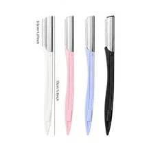 4pcs Wide-Gap Stainless Steel Eyebrow Razors, Reusable Eyebrow Trimming Tools, Makeup Tools Hair Removal Scraper, With Protective Guard To Prevent Scratches - Multicolor - View 12