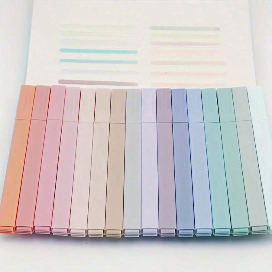 12pcs Colorful Fluorescent Marker Set, 12pcs/Pack, Non-Bleeding, No Smudging, Suitable For Journaling, Students And Office Supplies, Ideal Easter Gift - Set - View 1