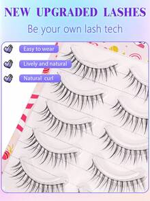 5 Pairs Manga Style EyeLashes With Black Band Natural Long Cosplay Makeup Cross Big Eye Lashes And Full Strip False Eyelashes 4-12MM - Black - View 6