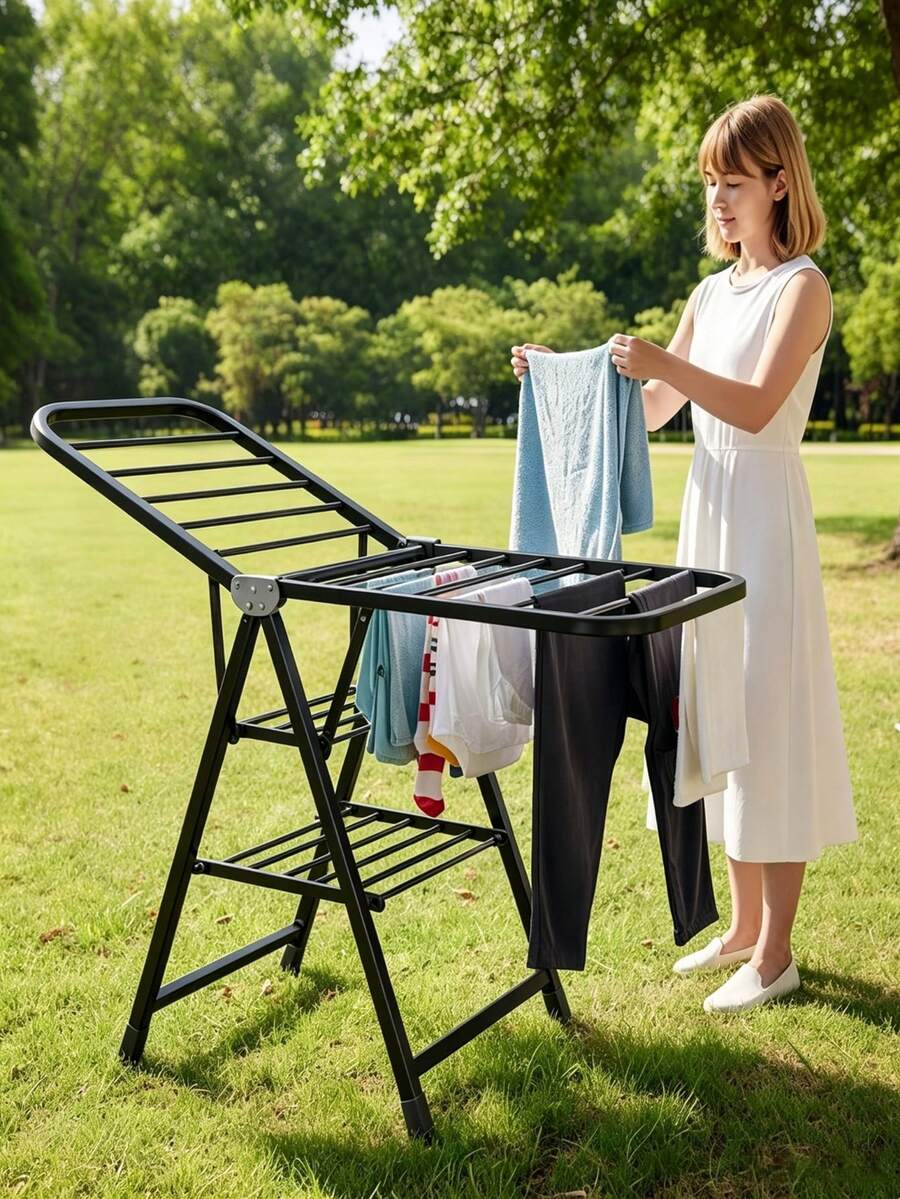 X-Shaped Folding Clothes Drying Rack, Multi-Layer Drying Bars, Stable Load-Bearing, For Balcony Drying, Indoor Towel Drying, Home Clothes Air-Drying & Household Storage - Multicolor - View 1