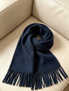 1PC Unisex Simple Solid Color Regular Style Scarf, Pashmina Fringe Scarf, Fall Decor, Suitable For Seasonal Transitions, Daily Wear, New Year Gift - Multicolor - View 9
