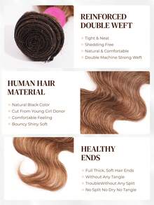 ARABELLA 1 Packs 10A Body Wave Honey Blonde Highlight Raw Brazilian Human Hair Bundles 100% Unprocessed Virgin Human Hair Weave Extensions Natural Looking Long Lasting - S4/27 - View 8