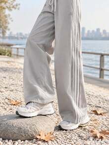 Adidas Women's Sport Pants DCE BLN PNT Drawstring Casual Wide-Leg Sweatpants KZ4224 - Pigeon Grey - View 3
