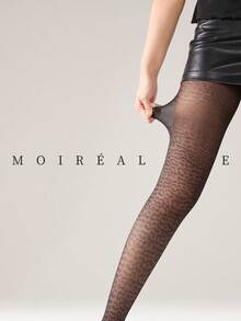 MOIRÉALLURE 1Pair Jacquard Pattern Suitable For Daily Life Basic Tights - Brown - View 6