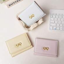 Butterfly Short Fresh Style Wallet, Solid Color Wallet, Women's Short Minimalist Wallet, Multi-Slot Large Capacity Card Holder Coin Purse Multifunctional - Multicolor - View 4