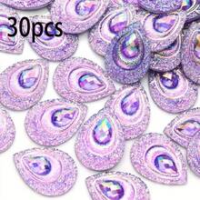 30pcs/Pack Large Teardrop Shaped Resin Peacock Tail Sequins, 18*25mm Eye-Shaped Resin Diamonds, AB Color Resin Crystals, Suitable For DIY Dance Costumes - Multicolor - View 18