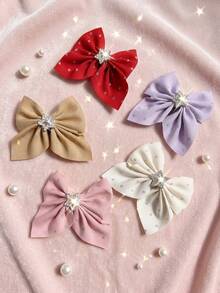 2/6/10pcs/Set Star Decor Morandi Color Bow Hair Clips, Fresh Hair Accessories - Suitable For Girls And Women, Applicable For Daily Wear, Vacation, Party, Gathering - Multicolor - View 3