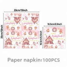 20/40/100Pcs Gingerbread House Welcome‑Arrival Paper Napkins, Pink Gingerbread‑Cottage Patterned Dinner Napkins, Table Paper Goods For Ladies' Winter Welcome Gatherings, Gender Unveiling & Sweet Holidays - View 11