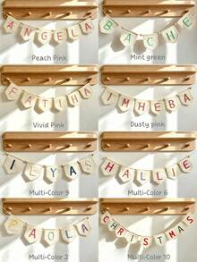 1pc Personalized Custom Name Banner, Handmade Crochet Yarn Letter Hanging Flag, Bohemian Style Neutral Linen Wall Hanging Decor, Birthday Party Decoration, Customizable Multi-Color Name Triangle Flag Bedroom Wall Decor, Commemorative Gift - Multicolor - View 11