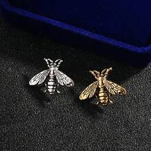 1pc Vintage Style Old Gold & Silver Bee Brooch, Anti-Exposure Buckle, Metal Small Pin, Cardigan Shawl Button, Suit Badge - Multicolor - View 5