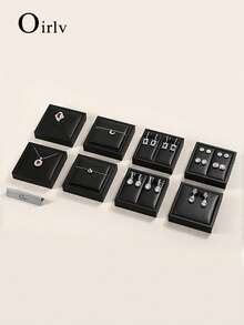 Oirlv Black High-End PU Leather Jewelry Display Props Ring, Earring, And Ear Stud Display Counter Jewelry Display Tray - Black - View 1