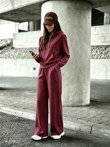 Women Two-Piece Outfits - Burgundy - View 3