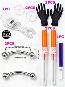 3PCS/10PCS Body Piercing Kit For Eyebrow,Rook Piercing G23 Titanium Banana Bar Eyebrow/Rook Jewelry At Home Self Body Piercer Kit - Multicolor - View 15