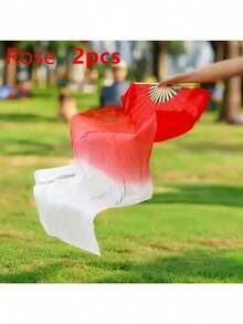 1/2pcs 1.5m Long Chinese Style Faux Silk Dance Fan With Extended Tassels, Belly Dance Fan, Square Dance Fan For Performance And Yangko Dance, Suitable For Party Decoration, Dance Party, Gift Giving, Mother's Day Gift, Mother's Day Gifts For Women - Multicolor - View 19