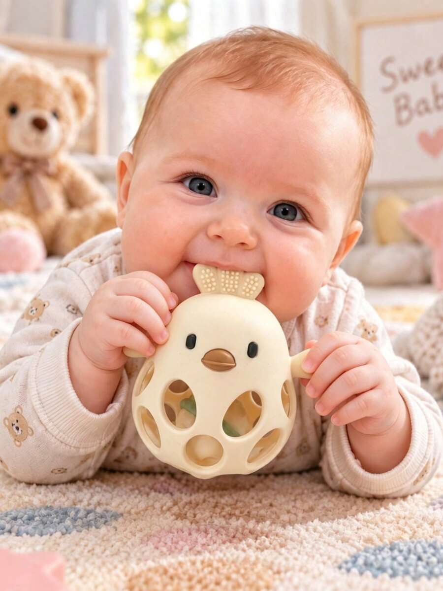 2-In-1 Baby Teething Rattle Toy, Relieves Baby Teething Discomfort, Baby Teething Toy, Baby Essentials, Baby Teething Toy, Baby Gift
