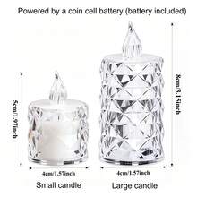 8Pcs Large Diamond-Pattern LED Crystal Candle. This Tea Light Is Perfect For Bedroom Decor During The Autumn And Winter Seasons. Y2K-Style Night Light. It Is Also Suitable For Halloween And Christmas Parties, Or As A Small Gift Or Toy. - Diamond-shaped Candle - View 5