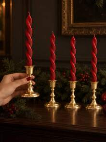 4/2/1pcs Luxury Burgundy Twisted Scented Taper Candles, 0.78*7.87 Inches, Gift Box Set, Suitable For Home Decor, Atmosphere Creation, Tabletop Decoration, Christmas, Christmas Decor, Christmas Gift - Multiple Styles - View 5