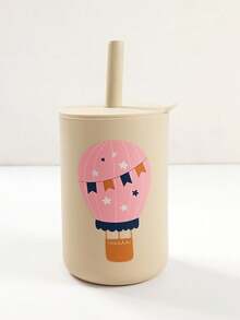1pc Silicone Baby Straw Cup With Cute Printed Pattern, 180ml Large Capacity Water Cup Suitable For Baby Daily Drinking - Multicolor - View 15