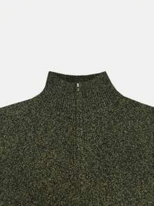 Women's Fall/Winter Half-Zip Solid Color Loose Lazy Knit Dress – Daily Date Photo, Vacation Getaway Outfit - Green - View 7