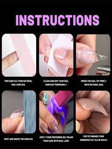 32pcs Full Size Cat Paw Matte Solid 3D Quick Extension Nail Tips, Thickened Fingertips With Shaped Design, Thin Seamless Back End, Comfortable Wear Without Foreign Body Sensation, Home Manicure Salon Quality DIY - Clear - View 6