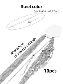 10-100pcs/set Stainless Steel O Chain & Flat Chain & Collar Chain Diy Jewelry Chain Accessories - Multicolor - View 7