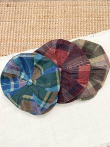 OBOVAY 1pc Men's Colorful Wool Vintage Octagonal Newsboy Cap, Autumn/Winter New Artistic Painter Hat, Fashion Forward Cap, Suitable For Daily Street Artistic Style - Multicolor - View 10