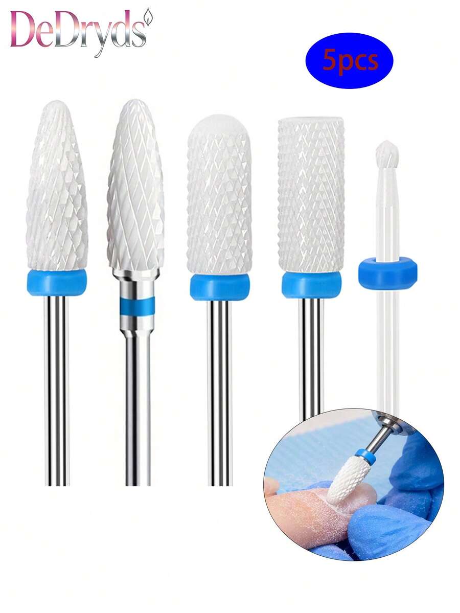 DeDryDS 5件組電動美甲修甲機套組，附旋轉鑽頭/磨頭，美甲與足部護理工具