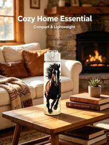 1pc/5pcs 750ml/26oz Plastic Water Bottle, Flip Top Leak-Proof Lid, Reusable Sports Water Bottle With Horse Pattern, Suitable For Gym, Camping, Outdoor Travel, Horse Lover Animal Gift, Aesthetic Water Bottle - Multi-color-steed - View 9