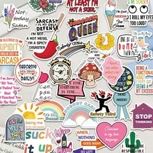 50pcs Sarcastic Voice Stickers, Suitable For Decorating Planner, Diary, Scrapbook, Planner, Luggage, Guitar, Skateboard, Manual, Notebook, Tablet, Water Bottle, Phone - Sarcastic Voice - View 1