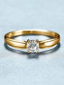 1pc Elegant Cubic Zirconia Ring, Women's Wedding Anniversary Accessory Gift - 1# - View 3