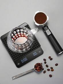 SEAGO LED Smart Pour-Over Coffee Electronic Scale, TYPE-C Fast Charging. Dual Display For Timer And Weight, Four-Corner Anti-Slip Pads, Stable And Non-Slip. 3kg Capacity, 0.1g Precision, Suitable For Pour-Over Coffee, Kitchen Baking, Ingredient Weighing, Multi-Function Food Kitchen Scale - Multicolor - View 4