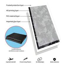Dark Gray Camouflage Pattern Vinyl Sticker Set Compatible With PS4 Slim, Full Set Includes Console Sticker + 2 Controller Stickers, Premium PVC Material, Scratch-Resistant And Wear-Resistant, Removable Without Residue Game Console Decorative Film - View 8