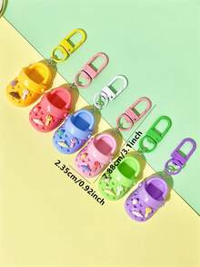 20/10/6/1pc 3.9cm Large Colorful Slippers Shaped Keychain, Cute Cartoon Sweet Little Shoes Pendant, Suitable For Daily Matching, Vacation, Party, Gathering, Commemorative Small Gift - 6-pack Colorful Slippers Keychains - View 6
