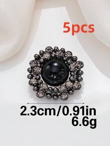 5pcs Luxury Round Pearl Rhinestone Inlaid Zinc Alloy Buttons, Decorative Sewing Fasteners For Suit, Overcoat, Garment DIY Decoration - Multicolor - View 14