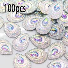 30pcs/Pack Large Teardrop Shaped Resin Peacock Tail Sequins, 18*25mm Eye-Shaped Resin Diamonds, AB Color Resin Crystals, Suitable For DIY Dance Costumes - Multicolor - View 26