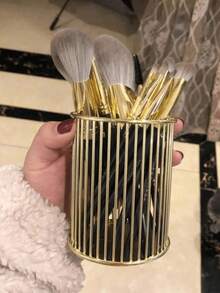 Nordic Style Gold Pen Holder Makeup Brush Storage Rack, Portable Multi-Functional Desktop Organizer, Can Store Cosmetics, Suitable For Home Decor, Study Room Storage, Room Decoration, Living Room Decor, Also A Birthday Gift For Women And Teenagers, Suitable For Bedroom, Office Desktop Decoration Or Travel Daily Use, Christmas Decor, Office Supplies, Cosmetic Storage, Room Decoration - Multicolor - View 12