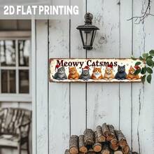 2D Flat, 1pc, Humorous Cat Christmas Wooden Sign, Christmas Cat And Winter Snowflake, Perfect For Holiday Decoration In Your Home, Living Room, Kitchen, Also As A Christmas Gift, Decorative Sign - A - View 5