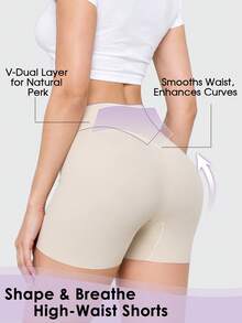 Women's Seamless Shaping Shorts Underwear, Tummy Control Body Shaping Shorts For Skirt Layering - Champagne - View 2