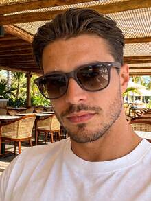 1 Pair Square Frame Rivet Men's Fashion Glasses, Casual Personalized Minimalist Y2K Music Festival - Multicolor - View 3