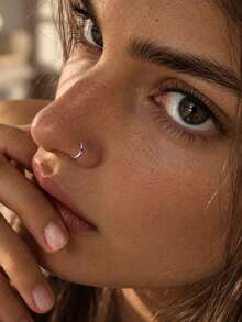FOREVER QUEEN 1PC 925 Sterling Silver Nose Hoop Ring, CZ Cartilage Hoop Earring, Small Thin Nostril Piercing Jewelry, Colorful Birthstone Crystal Nose Piercing Gift - Single - View 3